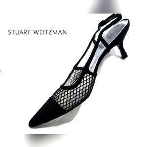 Stuart Weitzman 100% Leather Solid BLACK Heels US8.5